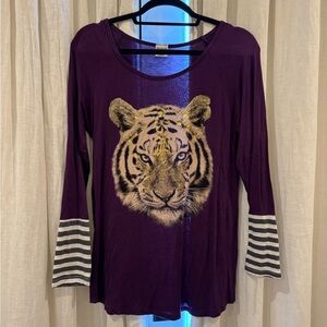 Purple Tiger Print Women's Top